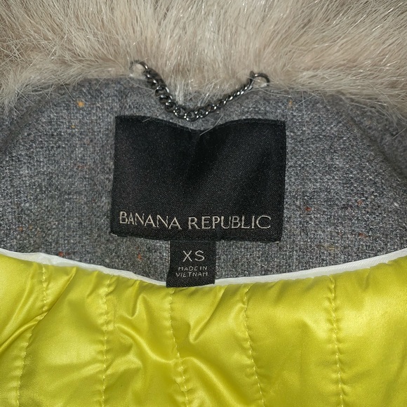 BANANA REPUBLIC faux fur plaid winter jacket size xs - Picture 6 of 6